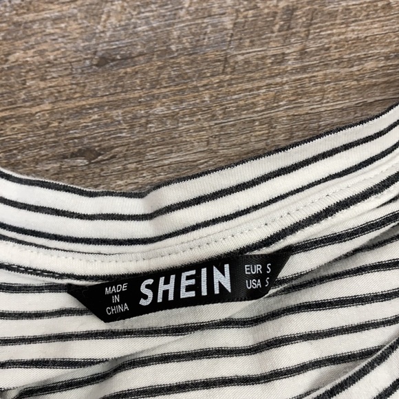 SHEIN Black/White Stripe Crop Top Small - Picture 10 of 10